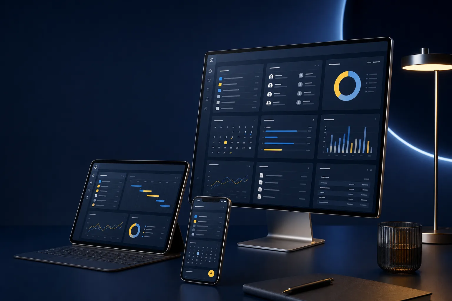 JumpX OS Dashboard auf Desktop, Tablet und Smartphone
