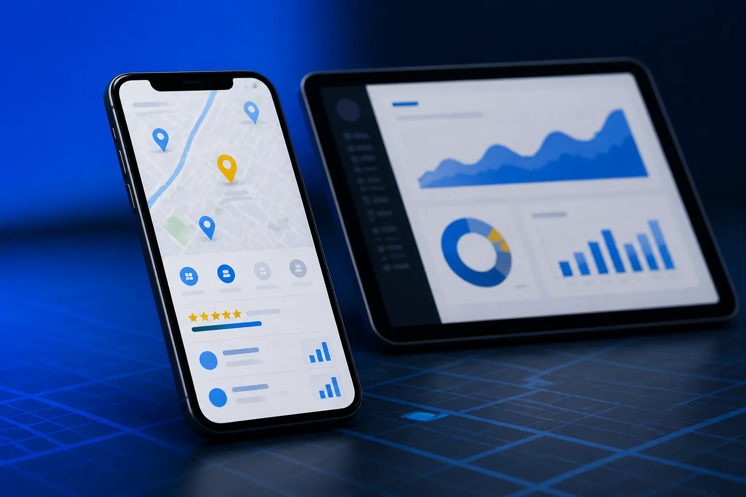 Lokale Suche und Sichtbarkeitsanalyse auf Smartphone und Tablet