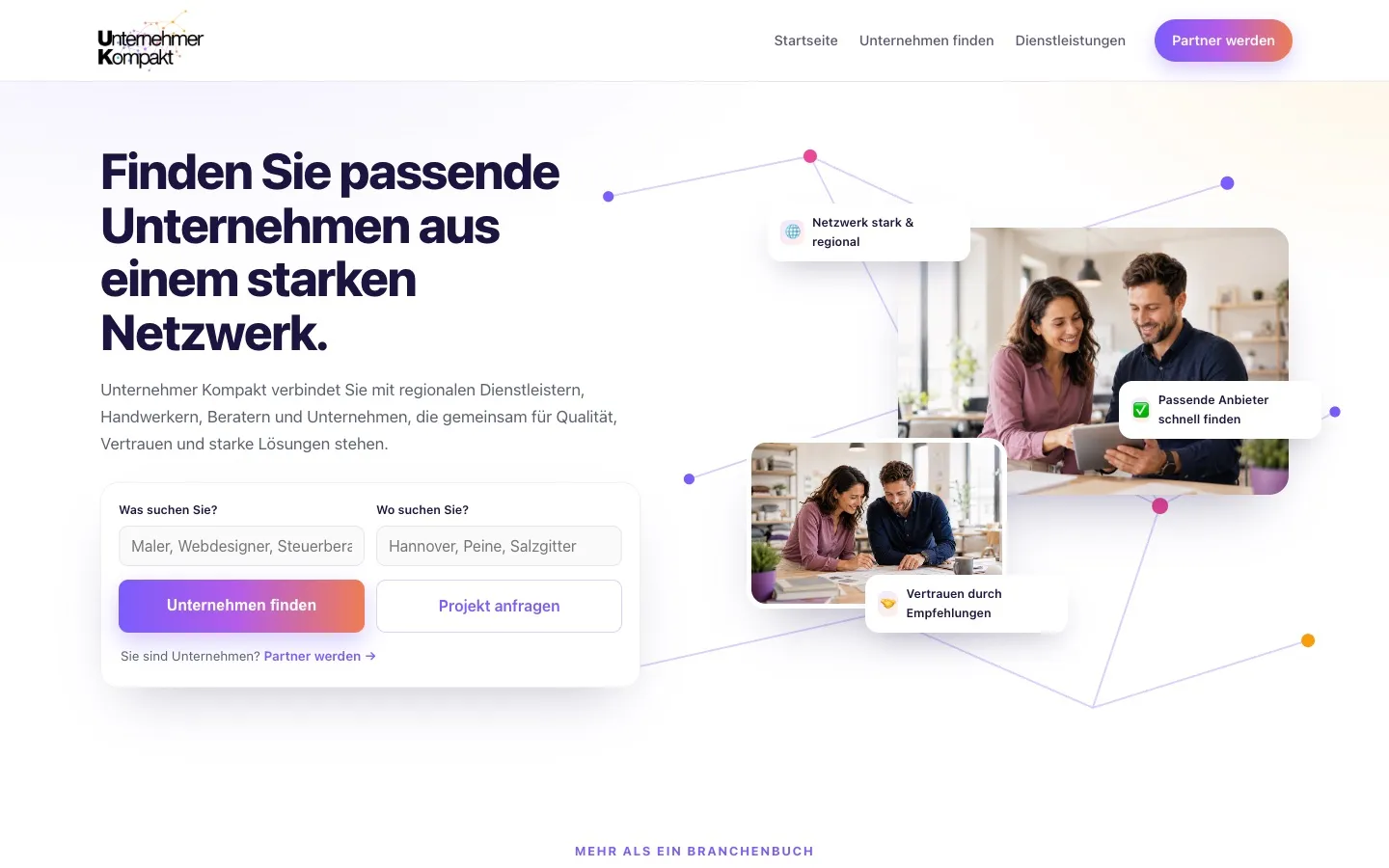 Startseite des Partnerportals Unternehmer Kompakt