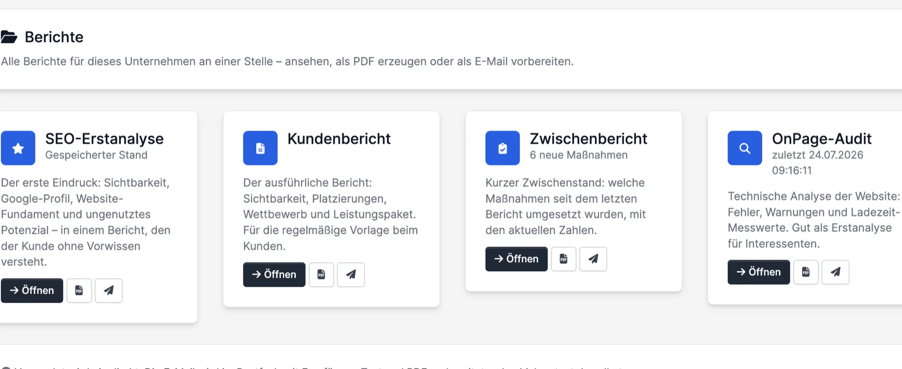 Übersicht verständlicher SEO-Berichte für Kunden