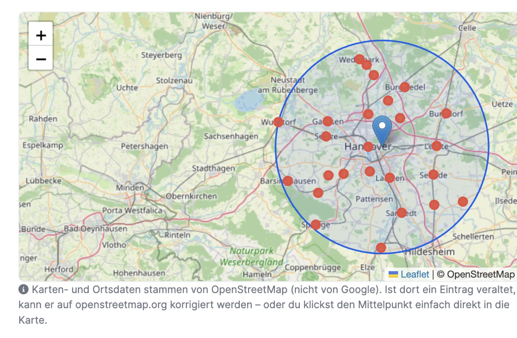 Automatisch bestimmtes lokales Einzugsgebiet im JumpX SEO-Modul
